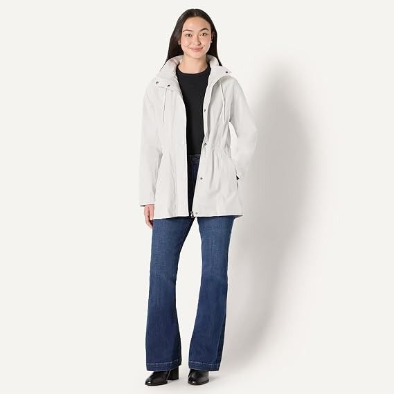 White Hooded Rain Jacket image 2